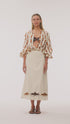 El Carmen Embroidered canvas Midi Skirt / Ivory